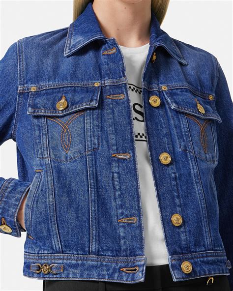 versace damendaunenjacken|versace denim jacket.